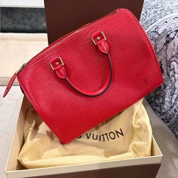 Louis Vuitton Castillian Red Epi speedy 25 rare excellent condition vintage - Picture 1 of 13